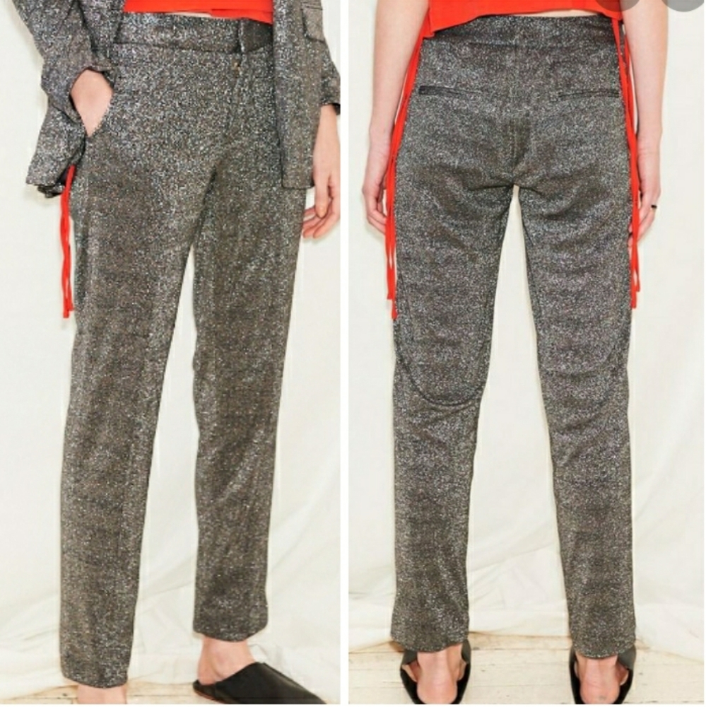 Assembly brand silver lurex pintuck pant s…